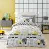 Dunelm Construction Grey 100% Cotton Reversible Duvet Cover And Pillowcase Set