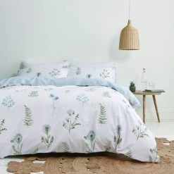 Bianca Cotton Bianca Meadow Flowers White 100% Egyptian Cotton Duvet Cover And Pillowcase Set