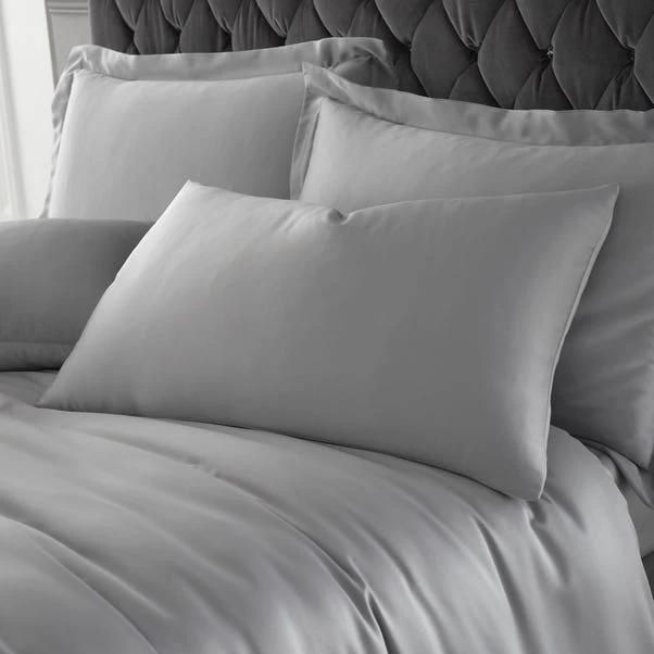 Catherine Lansfield Silky Soft Satin Silver Standard Pillowcase Pair 3 Catherine Lansfield Silky Soft Satin Silver Standard Pillowcase Pair