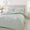 Catherine Lansfield Meadowsweet Floral Green Reversible Duvet Cover And Pillowcase Set -pillowcase shop 30741695