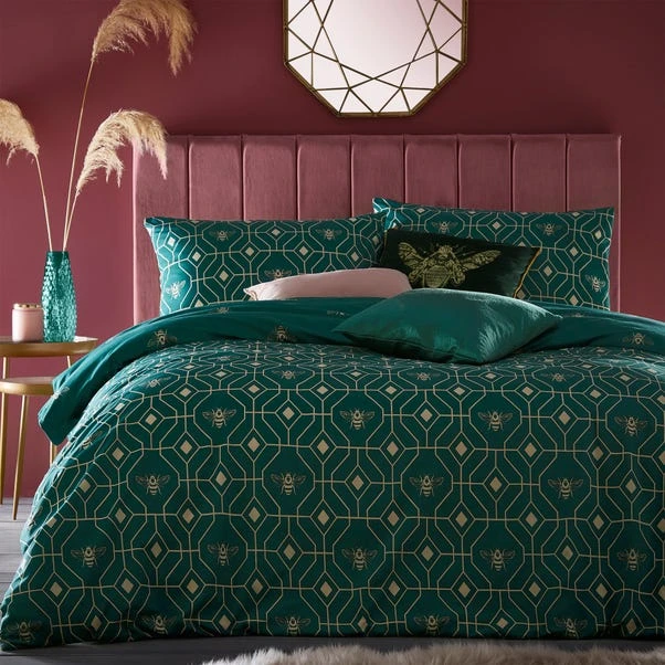 Furn Furn. Bee Deco Emerald Duvet Cover And Pillowcase Set 3 Furn Furn. Bee Deco Emerald Duvet Cover And Pillowcase Set
