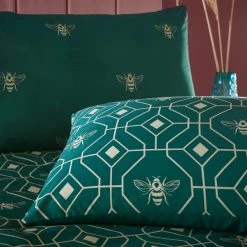 Furn Furn. Bee Deco Emerald Duvet Cover And Pillowcase Set 9 Furn Furn. Bee Deco Emerald Duvet Cover And Pillowcase Set -pillowcase shop 30746751 alt03