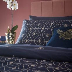 Furn Furn. Bee Deco Navy Duvet Cover And Pillowcase Set -pillowcase shop 30746755 alt02