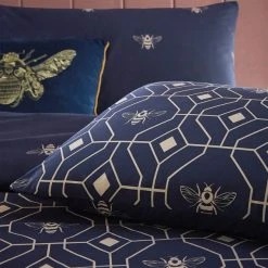 Furn Furn. Bee Deco Navy Duvet Cover And Pillowcase Set -pillowcase shop 30746755 alt03