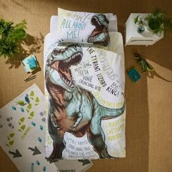 Natural History Museum All About T-Rex 100% Cotton Duvet Cover And Pillowcase Set