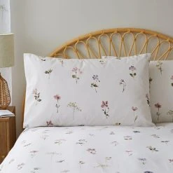 Dunelm Pressed Floral White Duvet Cover And Pillowcase Set -pillowcase shop 30747984 alt02