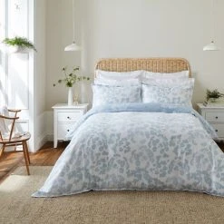 Dorma Daylesford Blue 100% Cotton Duvet Cover And Pillowcase Set