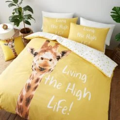 Catherine Lansfield Yellow Giraffe Duvet Cover And Pillowcase Set
