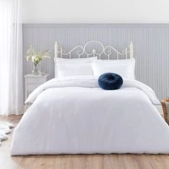 Holly Willoughby Plain White 100% Cotton Duvet Cover And Pillowcase Set