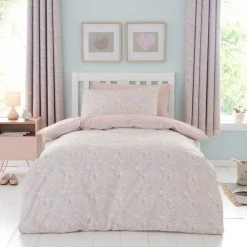 Dunelm Ditsy Bunny Pink 100% Cotton Duvet Cover And Pillowcase Set