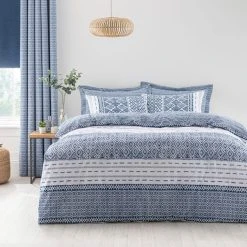 Dunelm Jax Blue Mosaic Duvet Cover And Pillowcase Set -pillowcase shop 30763894 alt01