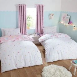 Dunelm Unicorn Stars Duvet Cover And Pillowcase Twin Pack Set -pillowcase shop 30768193 alt01