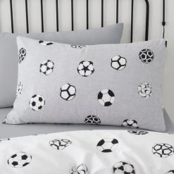 Dunelm Football Grey And White Reversible Duvet Cover And Pillowcase Set -pillowcase shop 30768209 alt04