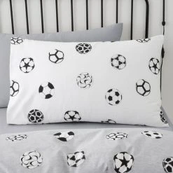 Dunelm Football Grey And White Reversible Duvet Cover And Pillowcase Set -pillowcase shop 30768209 alt05