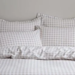 Dunelm Gingham Natural 100% Cotton Duvet Cover And Pillowcase Set -pillowcase shop 30768739 alt02