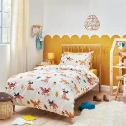 Dunelm Fox Natural 100% Brushed Cotton Duvet Cover And Pillowcase Set