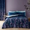 Dunelm Whimsical Floral Midnight 100% Cotton Duvet Cover And Pillowcase Set -pillowcase shop 30771493