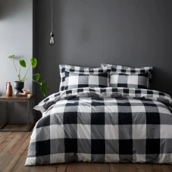 Dunelm Luca Buffalo Mono Duvet Cover And Pillowcase Set