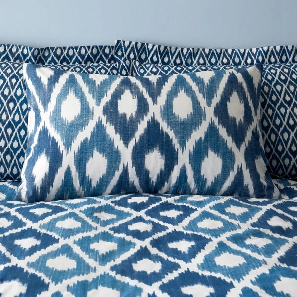 Dunelm Ayla Ikat Blue 100% Cotton Duvet Cover And Pillowcase Set 5 Dunelm Ayla Ikat Blue 100% Cotton Duvet Cover And Pillowcase Set - Image 3