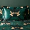 Dunelm Luxe Cranes Emerald Oxford Pillowcase -pillowcase shop 30771552