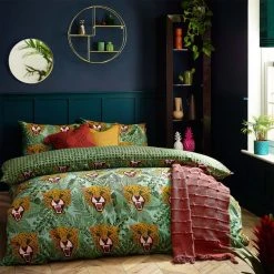 Furn Untamed Green Reversible Duvet Cover And Pillowcase Set