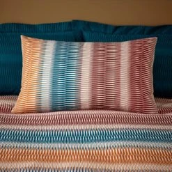 Dunelm Adah Zig Zag Teal Duvet Cover And Pillowcase Set -pillowcase shop 30771712 alt02