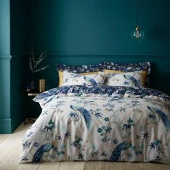 Dunelm Peacock Blue Duvet Cover And Pillowcase Set