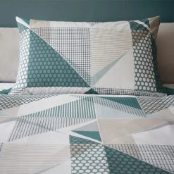 Dunelm Scandi Triangle Green Duvet Cover And Pillowcase Set -pillowcase shop 30772209 alt02