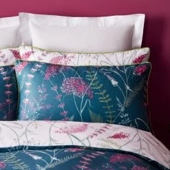 Dorma Winter Garden Teal 100% Cotton Reversible Duvet Cover And Pillowcase Set -pillowcase shop 30772255 alt02