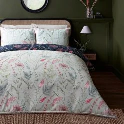 Dorma Winter Garden Navy 100% Cotton Reversible Duvet Cover And Pillowcase Set -pillowcase shop 30772808 alt02