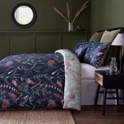 Dorma Winter Garden Navy 100% Cotton Reversible Duvet Cover And Pillowcase Set -pillowcase shop 30772808 alt04