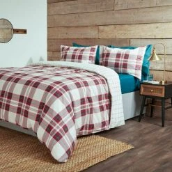 Dunelm Piper Red Check 100% Brushed Cotton Duvet Cover And Pillowcase Set -pillowcase shop 30780522 alt02