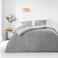 Dunelm Jax Global Black 100% Cotton Duvet Cover And Pillowcase Set -pillowcase shop 30782192 alt01