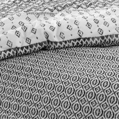 Dunelm Jax Global Black 100% Cotton Duvet Cover And Pillowcase Set -pillowcase shop 30782192 alt05