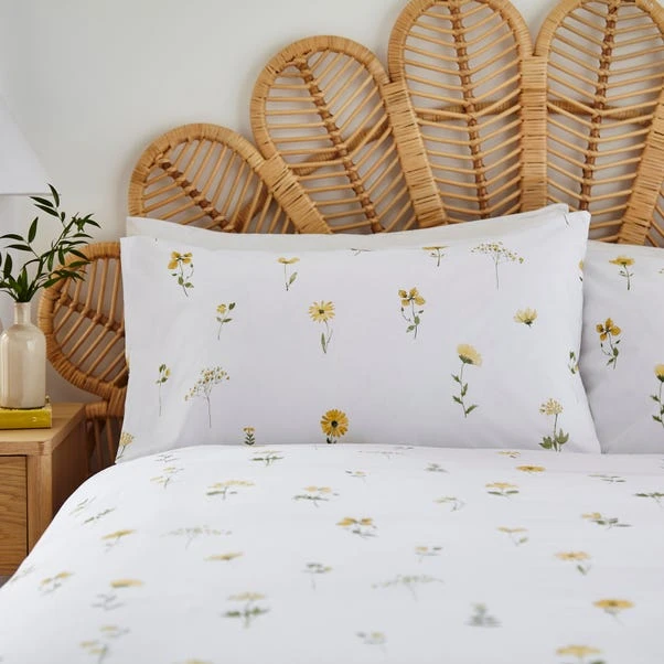 Dunelm Pressed Floral Yellow 100% Cotton Duvet Cover And Pillowcase Set 5 Dunelm Pressed Floral Yellow 100% Cotton Duvet Cover And Pillowcase Set - Image 3