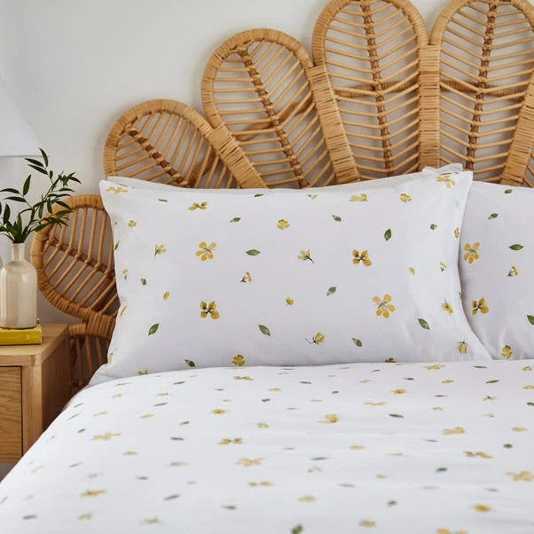 Dunelm Pressed Floral Yellow 100% Cotton Duvet Cover And Pillowcase Set 6 Dunelm Pressed Floral Yellow 100% Cotton Duvet Cover And Pillowcase Set - Image 4