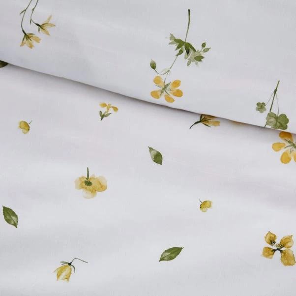 Dunelm Pressed Floral Yellow 100% Cotton Duvet Cover And Pillowcase Set 7 Dunelm Pressed Floral Yellow 100% Cotton Duvet Cover And Pillowcase Set - Image 5