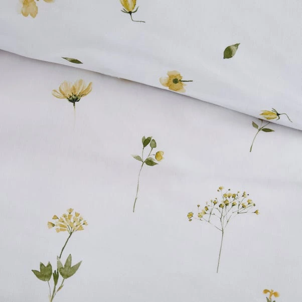 Dunelm Pressed Floral Yellow 100% Cotton Duvet Cover And Pillowcase Set 8 Dunelm Pressed Floral Yellow 100% Cotton Duvet Cover And Pillowcase Set - Image 6