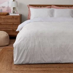 Dunelm Thyra Tufted White Spot Duvet Cover And Pillowcase Set
