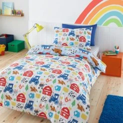 Dunelm Farmyard Blue Duvet Cover And Pillowcase Set -pillowcase shop 30792041 alt01