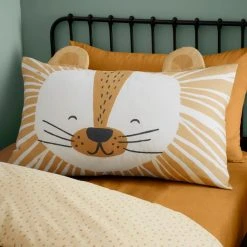 Dunelm 3D Lion Single Yellow Duvet Cover And Pillowcase Set -pillowcase shop 30792049 alt02
