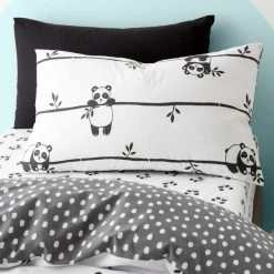 Dunelm Mono Panda Duvet Cover And Pillowcase Set -pillowcase shop 30792054 alt02