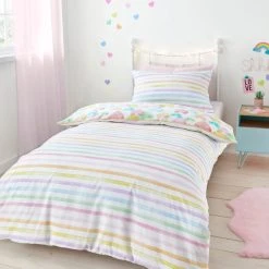 Dunelm Rainbow Hearts Duvet Cover And Pillowcase Set -pillowcase shop 30792070 alt02