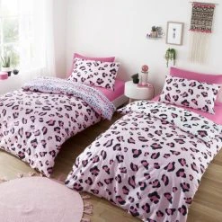 Dunelm Pack Of 2 Leopard Duvet Cover And Pillowcase Set -pillowcase shop 30792076 alt01