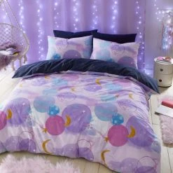 Dunelm Lilac Space Duvet Cover And Pillowcase Set