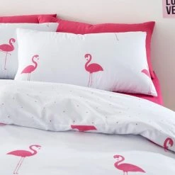 Dunelm Flamingo Pink Duvet Cover And Pillowcase Set -pillowcase shop 30792084 alt01