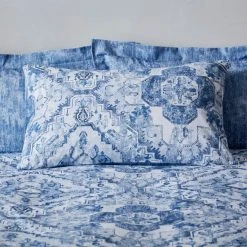 Dunelm Amara Global Blue Duvet Cover And Pillowcase Set -pillowcase shop 30798213 alt02