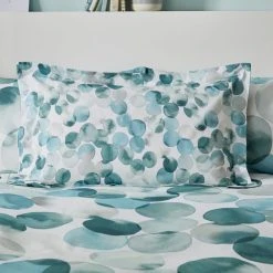 Dunelm Watercolour Circles Teal Oxford Pillowcase