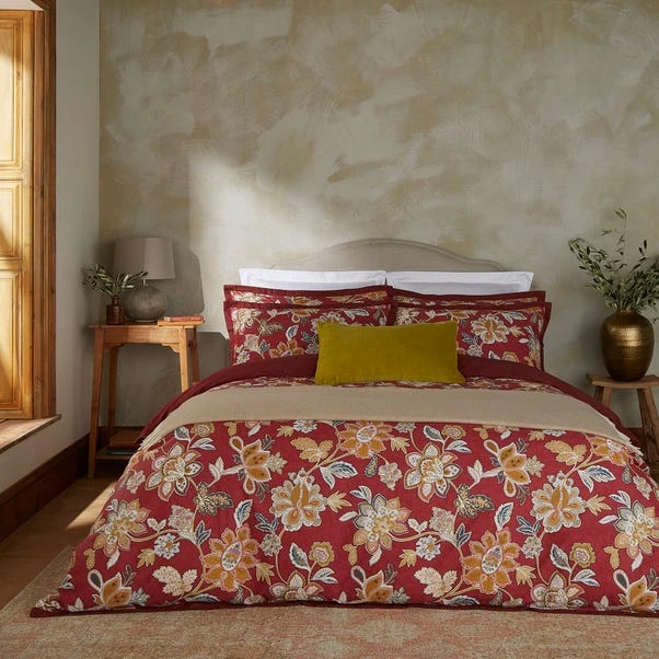 Dorma Samira Saffron Red Cotton Duvet Cover And Pillowcase Set 8 Dorma Samira Saffron Red Cotton Duvet Cover And Pillowcase Set - Image 6