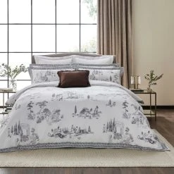 Dorma Pelion Toile Slate Cotton Duvet Cover And Pillowcase Set -pillowcase shop 30799127 alt05